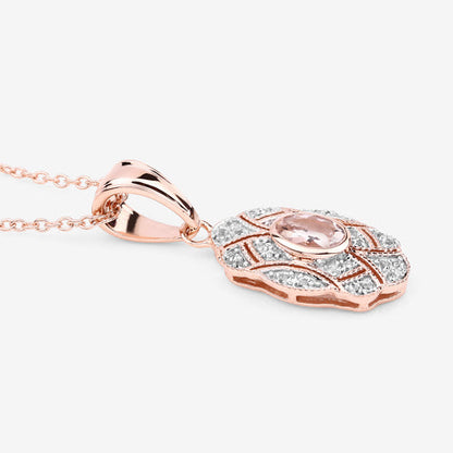 0.52 Carat Genuine Morganite and White Topaz .925 Sterling Silver Pendant by Bids.com
