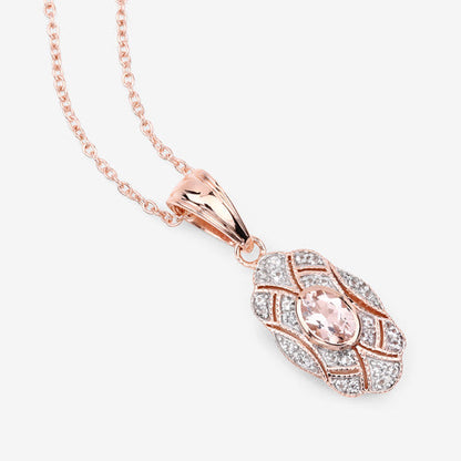0.52 Carat Genuine Morganite and White Topaz .925 Sterling Silver Pendant by Bids.com
