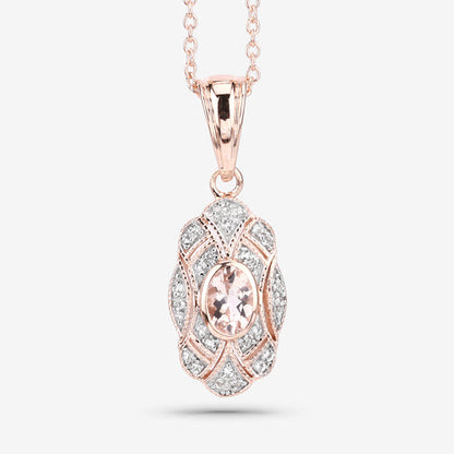 0.52 Carat Genuine Morganite and White Topaz .925 Sterling Silver Pendant by Bids.com