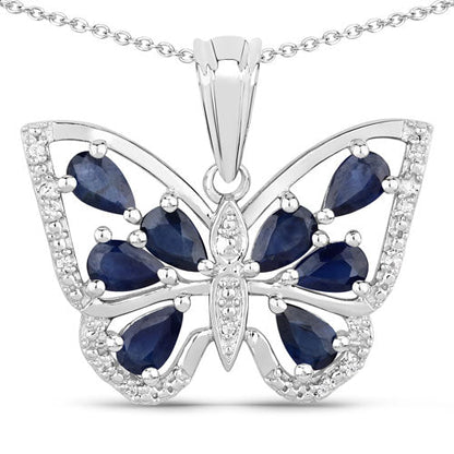 1.67 Carat Genuine Blue Sapphire and White Zircon .925 Sterling Silver Pendant by Bids.com