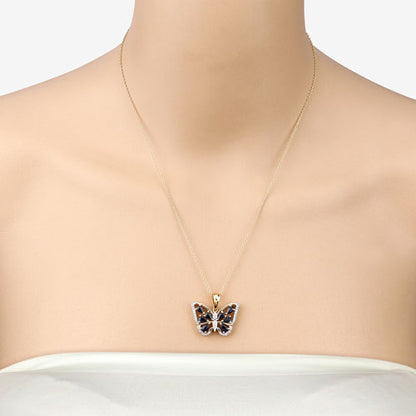 1.67 Carat Genuine Blue Sapphire and White Zircon .925 Sterling Silver Pendant  DestGlow