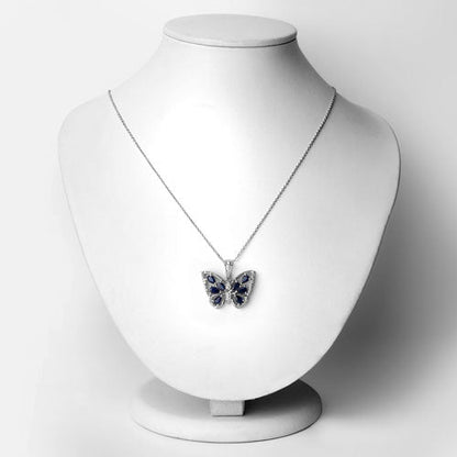 1.67 Carat Genuine Blue Sapphire and White Zircon .925 Sterling Silver Pendant by Bids.com