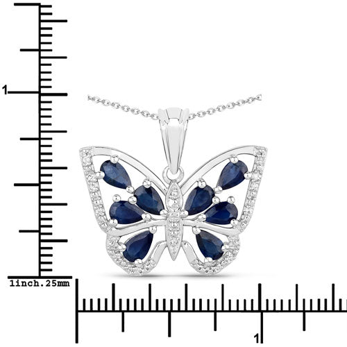 1.67 Carat Genuine Blue Sapphire and White Zircon .925 Sterling Silver Pendant by Bids.com