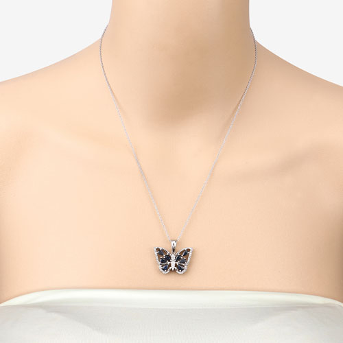 1.67 Carat Genuine Blue Sapphire and White Zircon .925 Sterling Silver Pendant by Bids.com