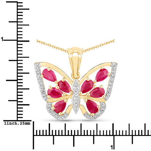 2.07 Carat Genuine Ruby and White Zircon .925 Sterling Silver Pendant  DestGlow