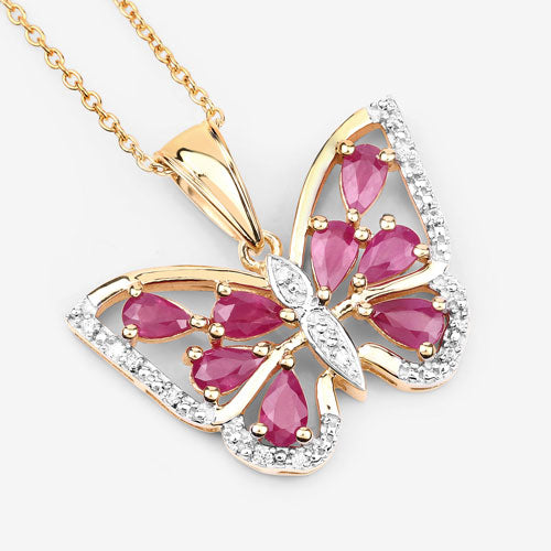2.07 Carat Genuine Ruby and White Zircon .925 Sterling Silver Pendant  DestGlow