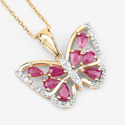 2.07 Carat Genuine Ruby and White Zircon .925 Sterling Silver Pendant  DestGlow
