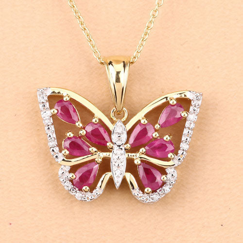 2.07 Carat Genuine Ruby and White Zircon .925 Sterling Silver Pendant  DestGlow
