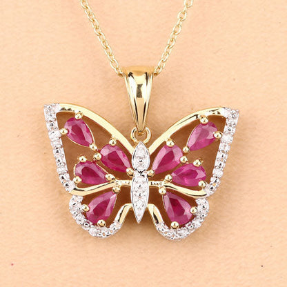 2.07 Carat Genuine Ruby and White Zircon .925 Sterling Silver Pendant  DestGlow