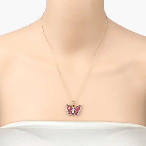 2.07 Carat Genuine Ruby and White Zircon .925 Sterling Silver Pendant  DestGlow