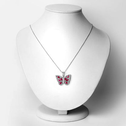2.07 Carat Genuine Ruby and White Zircon .925 Sterling Silver Pendant  DestGlow