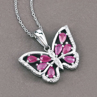 2.07 Carat Genuine Ruby and White Zircon .925 Sterling Silver Pendant  DestGlow