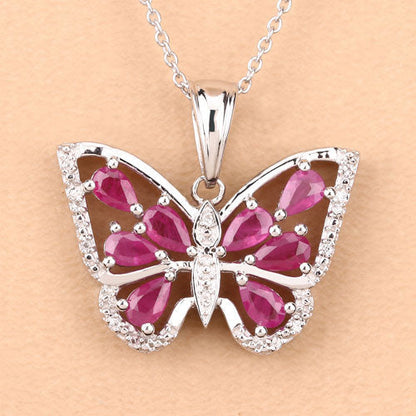 2.07 Carat Genuine Ruby and White Zircon .925 Sterling Silver Pendant  DestGlow