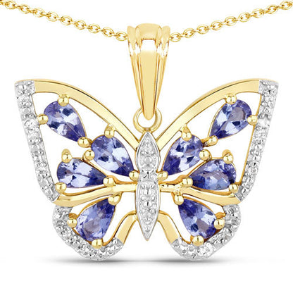 1.75 Carat Genuine Tanzanite and White Zircon .925 Sterling Silver Pendant by Bids.com