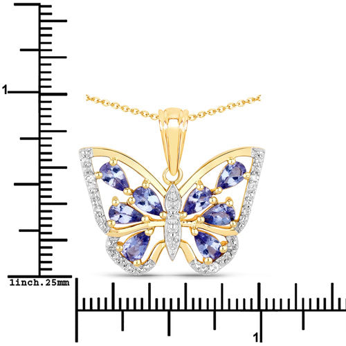 1.75 Carat Genuine Tanzanite and White Zircon .925 Sterling Silver Pendant by Bids.com