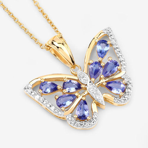 1.75 Carat Genuine Tanzanite and White Zircon .925 Sterling Silver Pendant by Bids.com