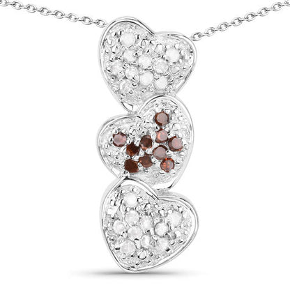 0.45 Carat Genuine Red Diamond and White Diamond .925 Sterling Silver Pendant by Bids.com