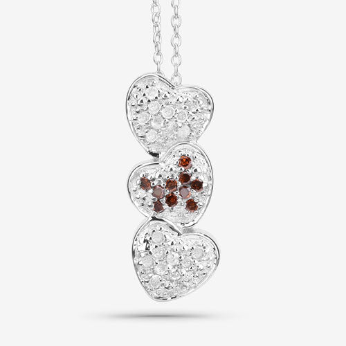 0.45 Carat Genuine Red Diamond and White Diamond .925 Sterling Silver Pendant by Bids.com