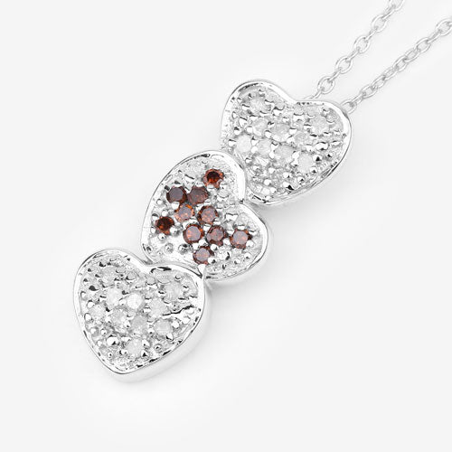 0.45 Carat Genuine Red Diamond and White Diamond .925 Sterling Silver Pendant by Bids.com