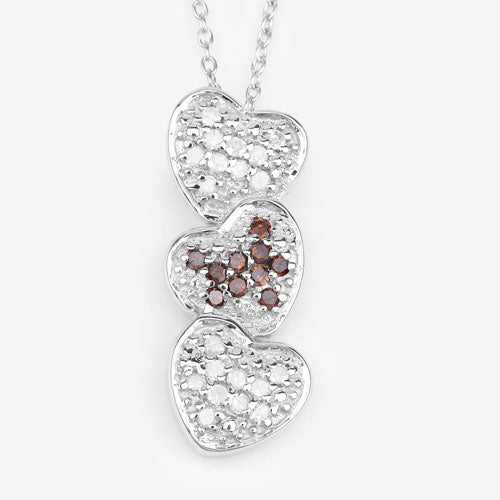 0.45 Carat Genuine Red Diamond and White Diamond .925 Sterling Silver Pendant by Bids.com
