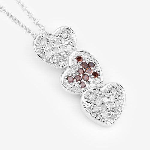 0.45 Carat Genuine Red Diamond and White Diamond .925 Sterling Silver Pendant by Bids.com
