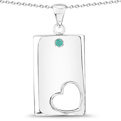 0.03 Carat Genuine Emerald .925 Sterling Silver Pendant  DestGlow