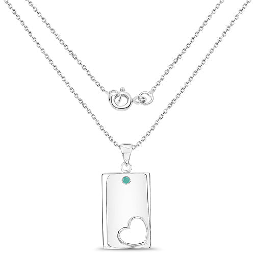 0.03 Carat Genuine Emerald .925 Sterling Silver Pendant  DestGlow