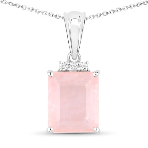 5.63 Carat Genuine Rose Quartz and White Topaz .925 Sterling Silver Pendant by Bids.com