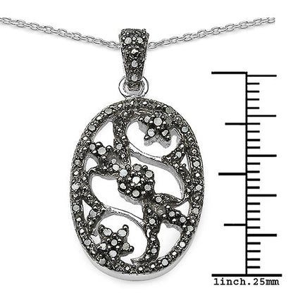 0.28 Carat Genuine Black Diamond .925 Sterling Silver Pandent 