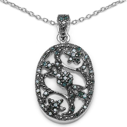 0.28 Carat Genuine Blue Diamond .925 Sterling Silver Pandent by Avera Group