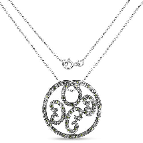 0.22 Carat Genuine Green Diamond .925 Sterling Silver Pendant by Bids.com