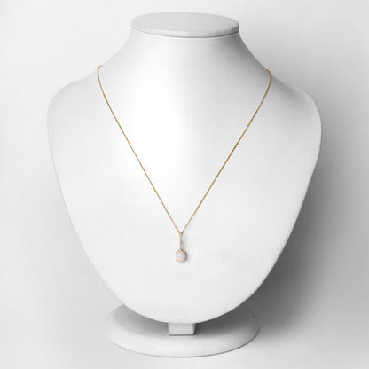 0.53 Carat Genuine Ethiopian Opal and White Diamond 10K Yellow Gold Pendant  DestGlow