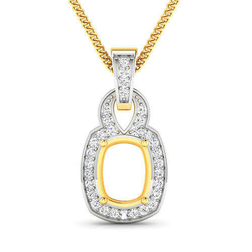 0.25 Carat Genuine White Diamond 14K Yellow Gold Semi Mount Pendant - holds 9x7mm Cushion Gemstone by Bids.com