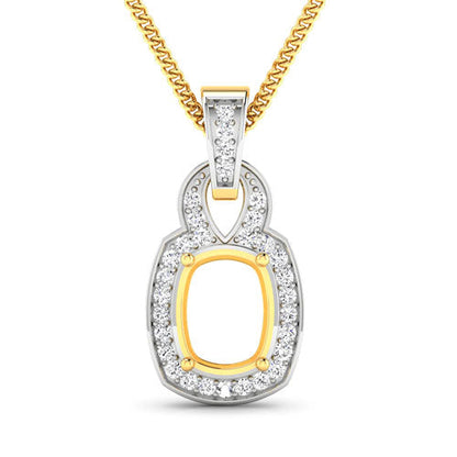 0.25 Carat Genuine White Diamond 14K Yellow Gold Semi Mount Pendant - holds 9x7mm Cushion Gemstone by Bids.com
