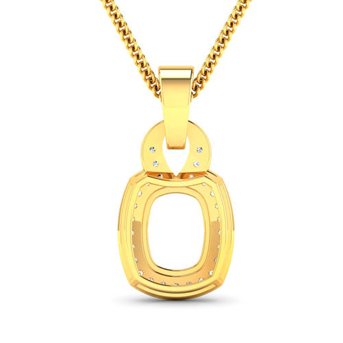 0.25 Carat Genuine White Diamond 14K Yellow Gold Semi Mount Pendant - holds 9x7mm Cushion Gemstone by Bids.com