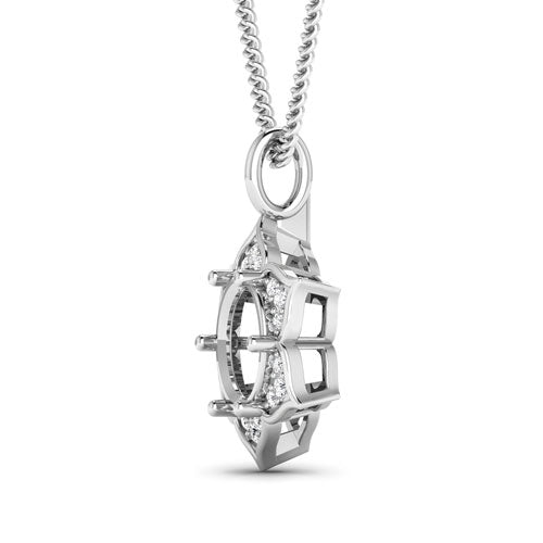 0.14 Carat Genuine White Diamond 14K White Gold Semi Mount Pendant - holds 8.00mm Round Gemstone by Bids.com