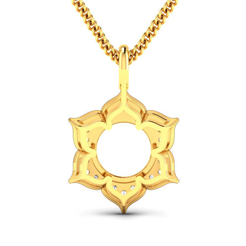 0.14 Carat Genuine White Diamond 14K Yellow Gold Semi Mount Pendant - holds 8.00mm Round Gemstone by Bids.com