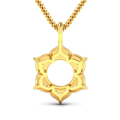 0.14 Carat Genuine White Diamond 14K Yellow Gold Semi Mount Pendant - holds 8.00mm Round Gemstone by Bids.com