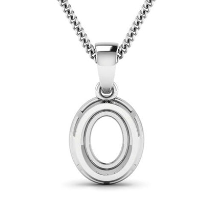 0.18 Carat Genuine White Diamond 14K White Gold Semi Mount Pendant - holds 8x6mm Oval Gemstone by Bids.com