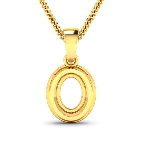 0.18 Carat Genuine White Diamond 14K Yellow Gold Semi Mount Pendant - holds 8x6mm Oval Gemstone by Bids.com