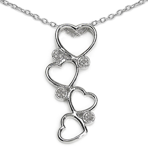 0.07 Carat Genuine White Diamond .925 Sterling Silver Pendant  DestGlow