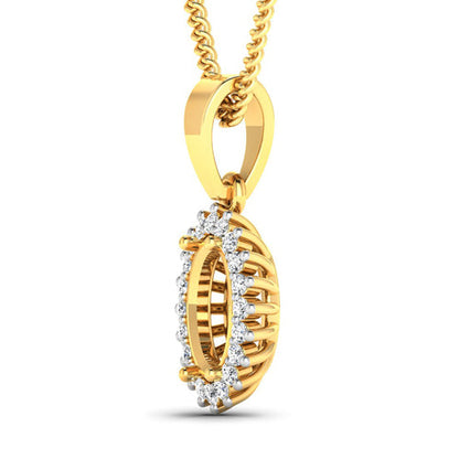0.13 Carat Genuine White Diamond 14K Yellow Gold Semi Mount Pendant - holds 8x6mm Oval Gemstone by Bids.com