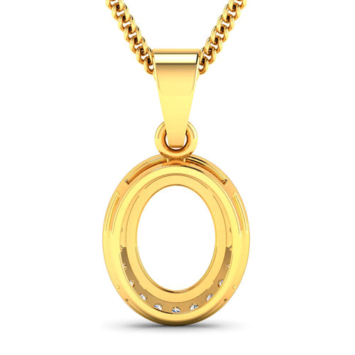 0.22 Carat Genuine White Diamond 14K Yellow Gold Semi Mount Pendant - holds 9x7mm Oval Gemstone by Bids.com