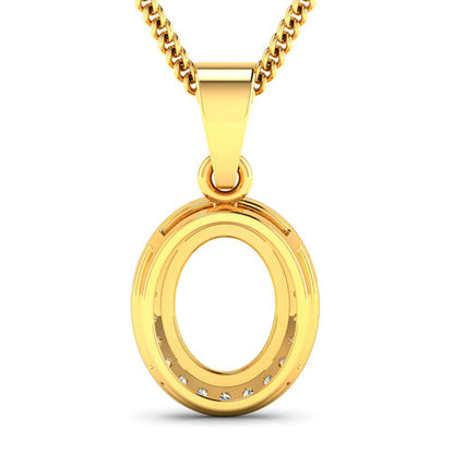 0.22 Carat Genuine White Diamond 14K Yellow Gold Semi Mount Pendant - holds 9x7mm Oval Gemstone by Bids.com