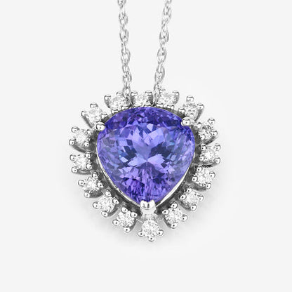 3.25 Carat Genuine Tanzanite and White Diamond 14K White Gold Pendant by Bids.com