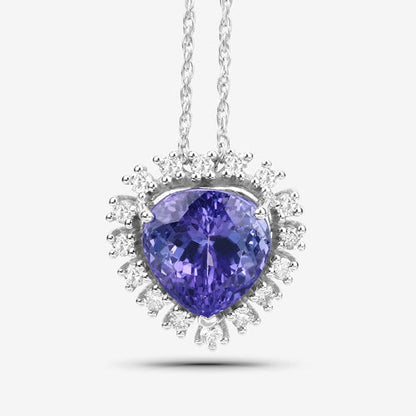 3.25 Carat Genuine Tanzanite and White Diamond 14K White Gold Pendant by Bids.com
