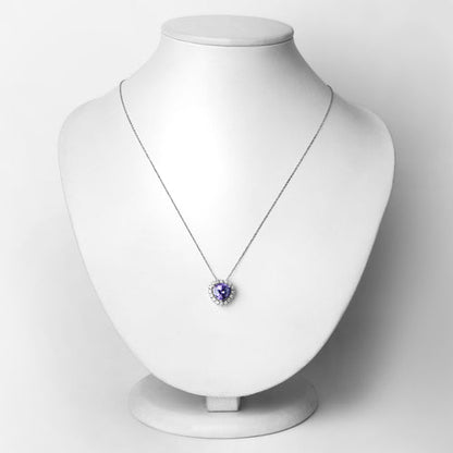 3.25 Carat Genuine Tanzanite and White Diamond 14K White Gold Pendant by Bids.com