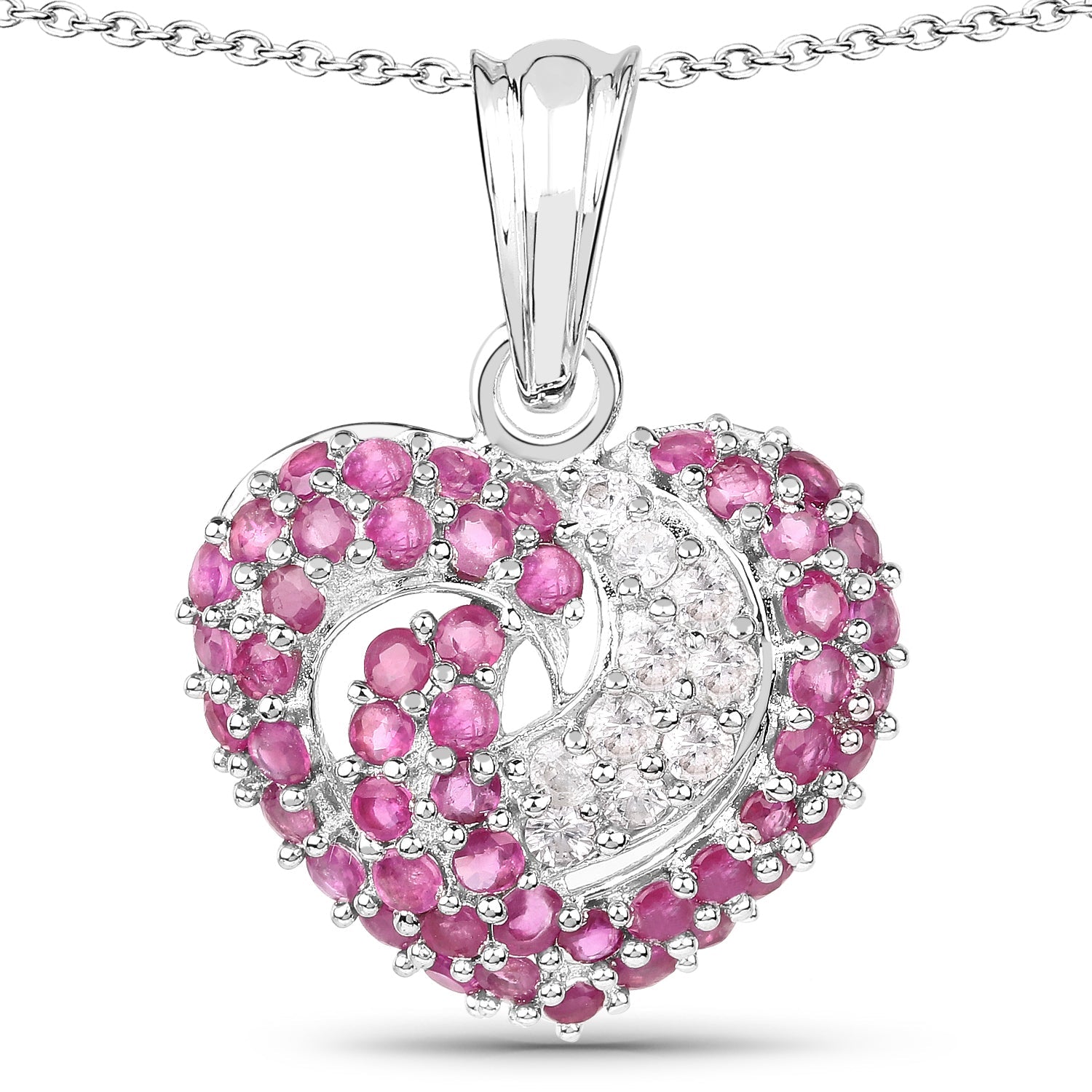 2.75 Carat Genuine Ruby &amp; White Sapphire .925 Sterling Silver Pendant