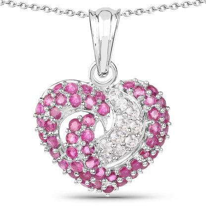 2.75 Carat Genuine Ruby &amp; White Sapphire .925 Sterling Silver Pendant