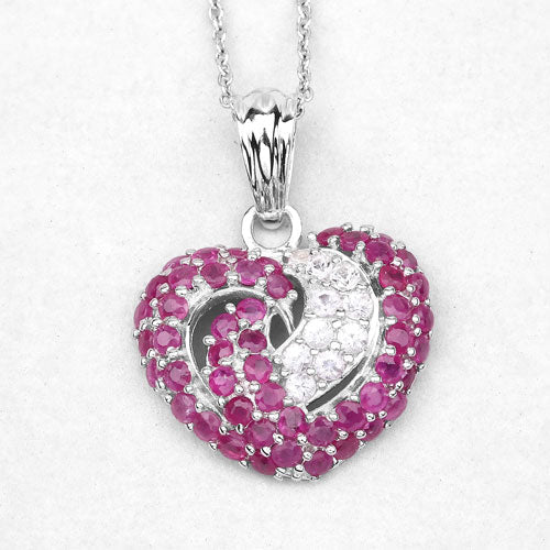 2.65 Carat Genuine Ruby and White Sapphire .925 Sterling Silver Pendant by Bids.com